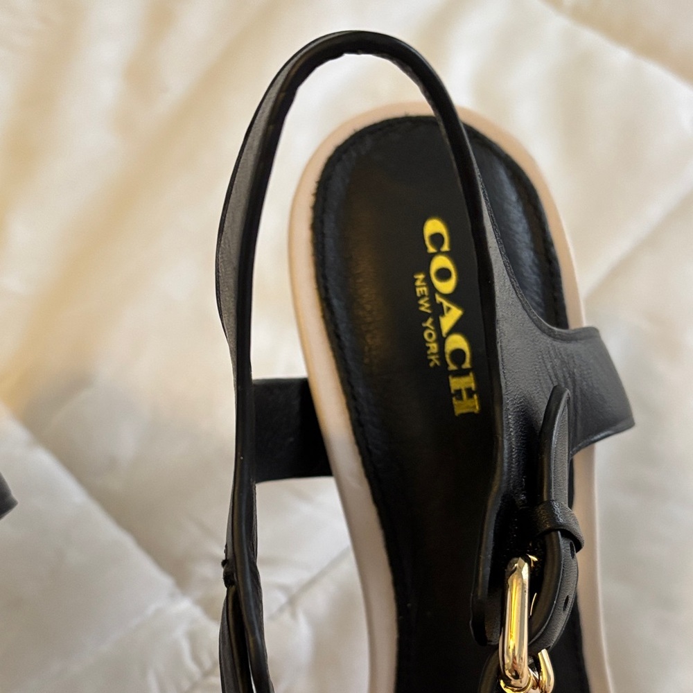 Coach Black and White Strappy  Heeled Sandals - Picture 2 of 6